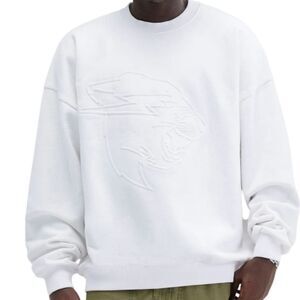 683 NWT MR BEAST EMBOSSED PANTHER CREWNECK SWEATSHIRT - WHITE LARGE